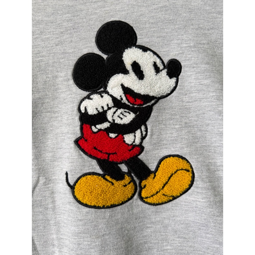 Disney Mickey Mouse Sweatshirt Kids XL 14/16 Gray Good‎ Chenille Patch Pullover - Picture 2 of 5